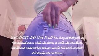 Giantess Jeans Pocket pets GIANTESS LATINA MILF has tiny pocket pets in her ripped jeans while she takes a walk she has them smothered against her big ass inside her back pocket she slowly sits on them mkv
