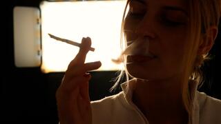 Eve and the Timeless Elegance of Smoke - slow motion - Backlit lighting - Eye contact