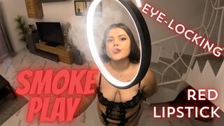 Eye-Locking Red Lipstick Smoke Play