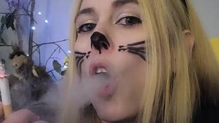 Smoking and gearing up for a howling good time on Halloween night!