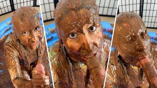 Chocolate Blowjob for Daddy - WAM Wet & Messy Sploshing BJ