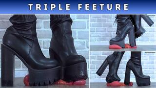 Triple Feeture: Crunching The Cum From Your Balls Under Three Pairs Of My MONSTER Boots - Bug Cam (T19)