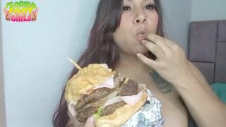 BBW LATINA ANGIE from COLOMBIA - Double Cheeseburger Facestuffing - HD 1920 x 1080 mp4