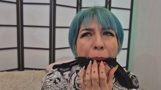 Self face bondage and gag talk