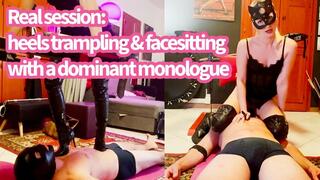 GEA DOMINA - REAL SESSION: HEELS TRAMPLING & FACESITTING WHIT A DOMINANT MONOLOGUE