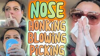 Messy Nose Blowing Drive: Hard Blows, Tissue Stuffing, Sneezes & Booger Picking on the Road
