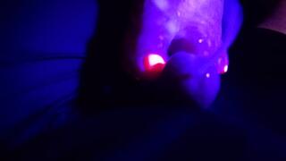 TeeeaFeeea Footjob Toejob with neon pink toenails edges stuntcock through 2 MINUTE orgasm then FINISHES him with the pinky toe grippy!! [POV CAM]