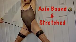 Slender Asia bound stretched wide fishnets high heels AOH punished mov