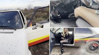 Milana looks for a picnic spot but gets stuck in the mud