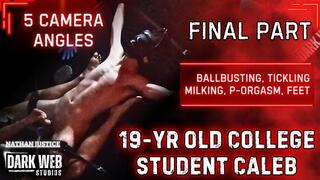 19-Year Old College Twink Caleb Gets No Mercy Tickled, Ballbusted, and Post Orgasm Milked (Final Part)