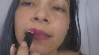 Applying My Favorite Lipstick.