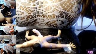 Mini Man Held And Milked In Bondage - Tiny Cock Sucked, Taped To Glass Table, Handjob, Giantess Mael