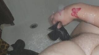 Shower BBC Dildo Pound – Hairy Pussy Dual Thrust & Water Clit Play: Close-up Switch, Wet Bush Soak, Gushing Finish