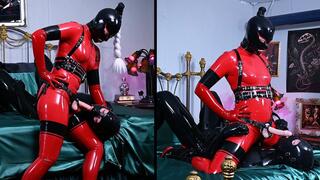 Thrusts in Her Control - Latex Strap on