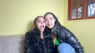Asian and Latina brunette exchanging licks on each other's faces with great lust By Kiara Nissei and Bella Cruel Cam Full HD