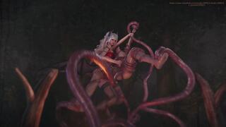 B050 The hero captured by a succubus. Succubus, tentacles, shrinking into her vagina.