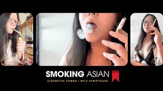 Smoking Asian MILF: Stacking My Cigarette Tower + Impromptu Striptease