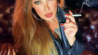 POV - Wearing leather pants and a genuine leather jacket, I invite you to smoke with me - Dunhill Menthol 100