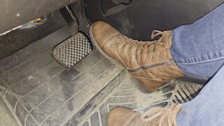 Driving to work in guess boots and jeans