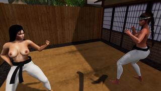 Topless female karate catfight: Two Masters Fight to Prove Who’s the Stronger Sensei LOW