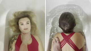 Anastasia trying to stay underwater as long as she can