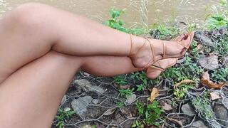 Wonderful pronounced bows in high heels in the middle of the forest (3)