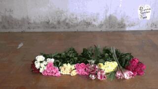 Flowers under her Winter Boots