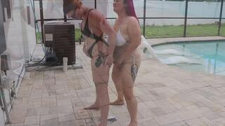 Barefoot Mel and Kinkerbell Poolside Leak BTS