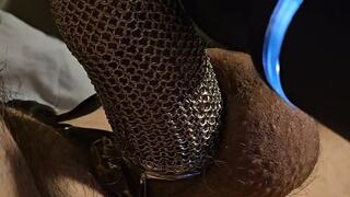 Baby Mistress makes him Cum wearing new Chainmail Cage for first time