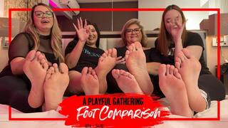 Nara, Ju, Juliette and Calidoe: A Playful Foot Comparison (1080 EN-sub) Foot Fetish - Soles - Size Comparison - Toe Nails - Barefoot - POV Feet