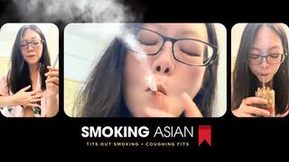 Darkside Smoking Asian MILF: Tits Out Smoking + Real Coughing Fits
