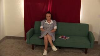 Blackmailed maid has to strip and masturbate