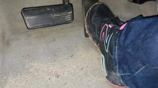 Evalynn Driving to work in Sneakers and Jeans 3