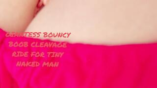 Gentle Giantess Red Lips and shirt Bouncy Boobs in HD cleavage ridefor tiny naked man