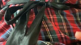 Topless in robe & panties