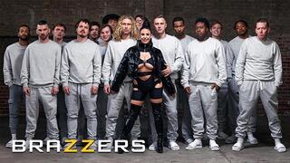 Brazzers - Dirty Angela White Blows Every Throbbing Cock In The Room Until They Leak All Over Her