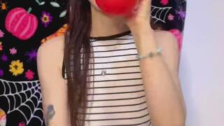Empress Scarlett blows and stuffs balloons in her top