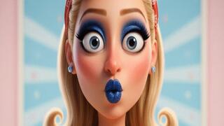 BIG EYES MESMERIZE AND POUTY BLUE LIPSTICK KISSES