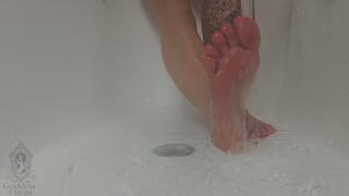 Wet Foot Play Under Water Stream