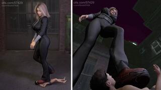 Giantess Alley Trample With Sneakers