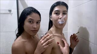 We love sharing the smoke in a “hot” bath.