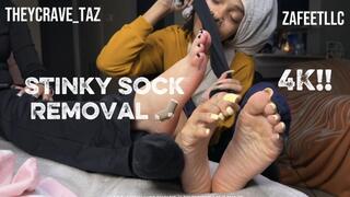 Wifey Z and Taz stinky socks removal