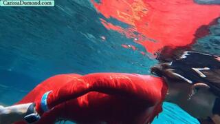 Carissa in the red catsuit as Elvira-spooky!