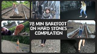 A unique 78-minute compilation! Seven girls struggle with very sharp stones, completely barefoot!