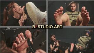 Pandora - Foot Tickled in Straitjacket and Stocks by Brittany and John (UHD 4K MP4)