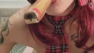 Smell the big cigar, lick it and fuck my pussy with it getting creamy pussy.