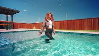 Jasmine Takes a Swim in a Jean Winter Outfit