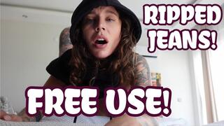 FREE USE STEPSISTER! Through torn jeans!