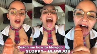 Teach Me How to Blowjob with Tilly – Schoolgirl Sucks Giant Dildo fetish