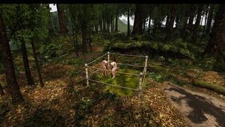 Topless big tit female wrestling in the jungle tag team match 2 HD